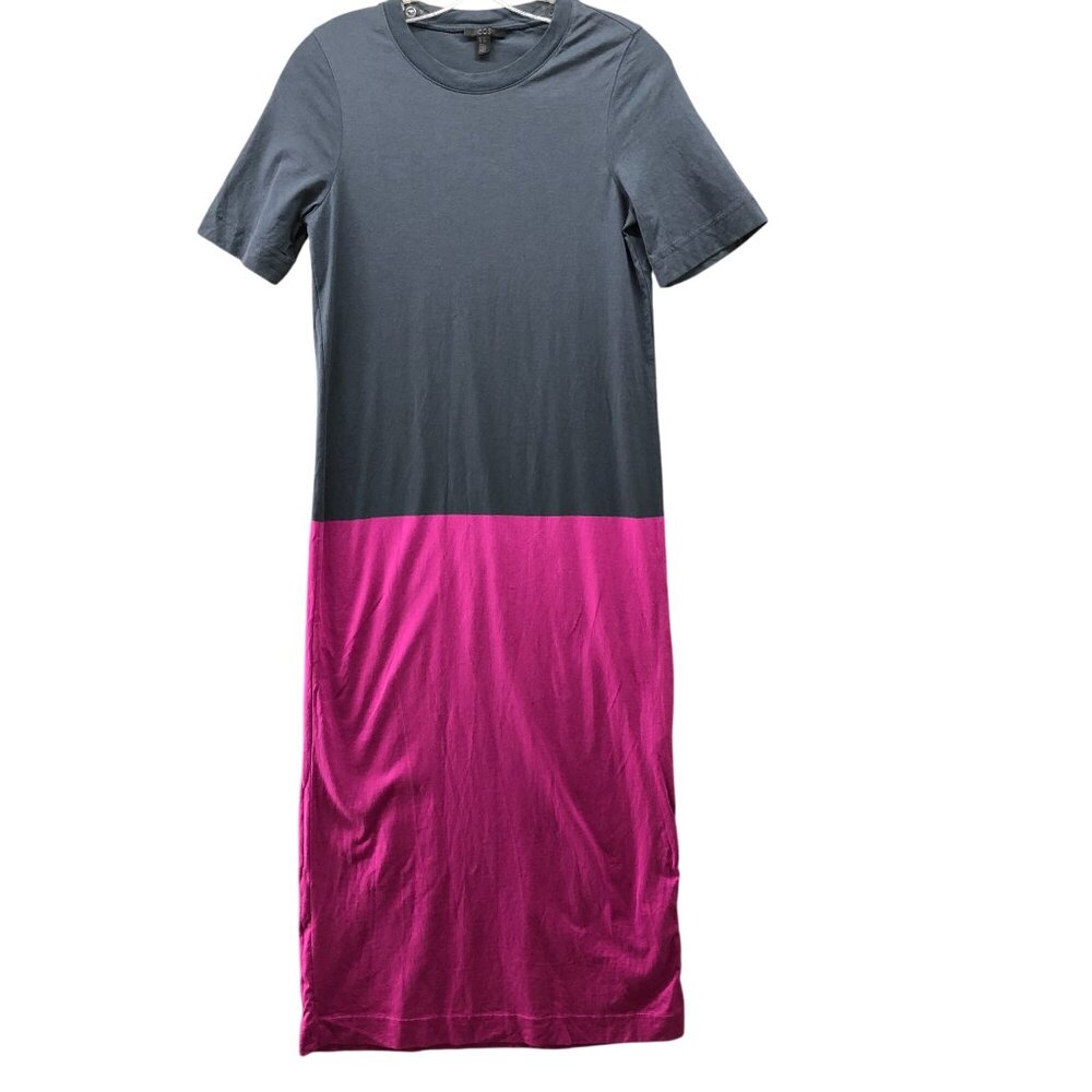 COS Two-Tone Midi Dress in Charcoal and Magenta